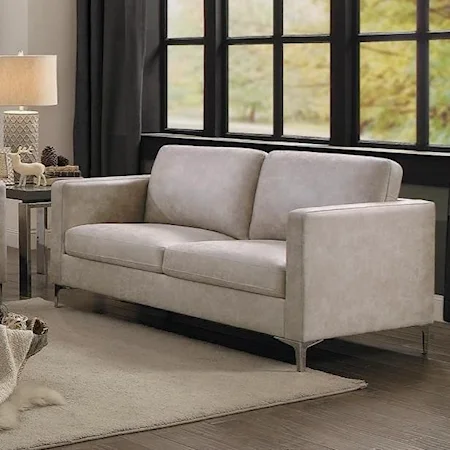 Contemporary Love Seat with Metal Legs